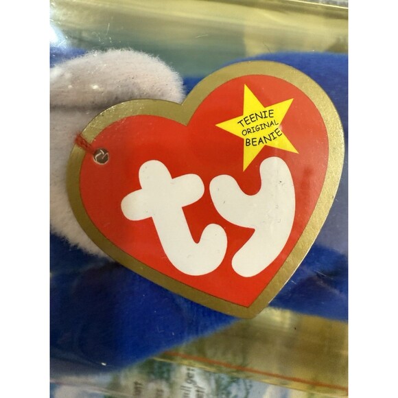 RARE Ty Teenie Legends Peanuts the Royal Blue Elephant DOB 01/25/95 W/ Error - Picture 7 of 8